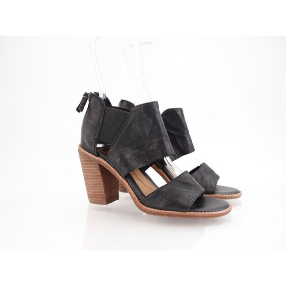 Sofft Womens Pemota Sandal Size 6 Black Leather Block Heel Back Zip Strappy - Picture 1 of 12